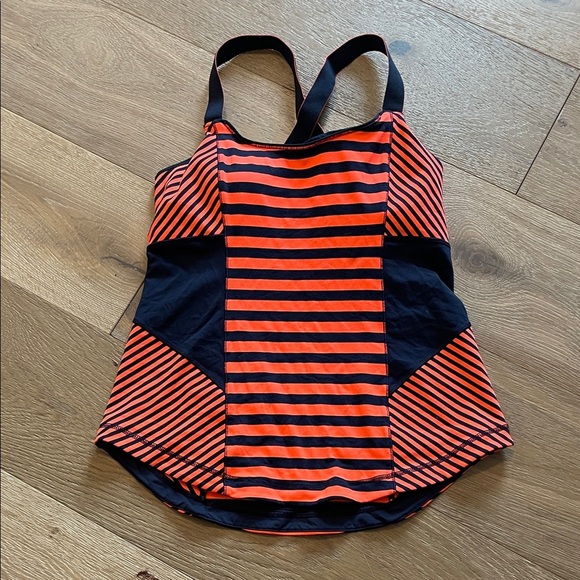 Lululemon size 10 workout tank navy and orange athletic running - Picture 2 of 5